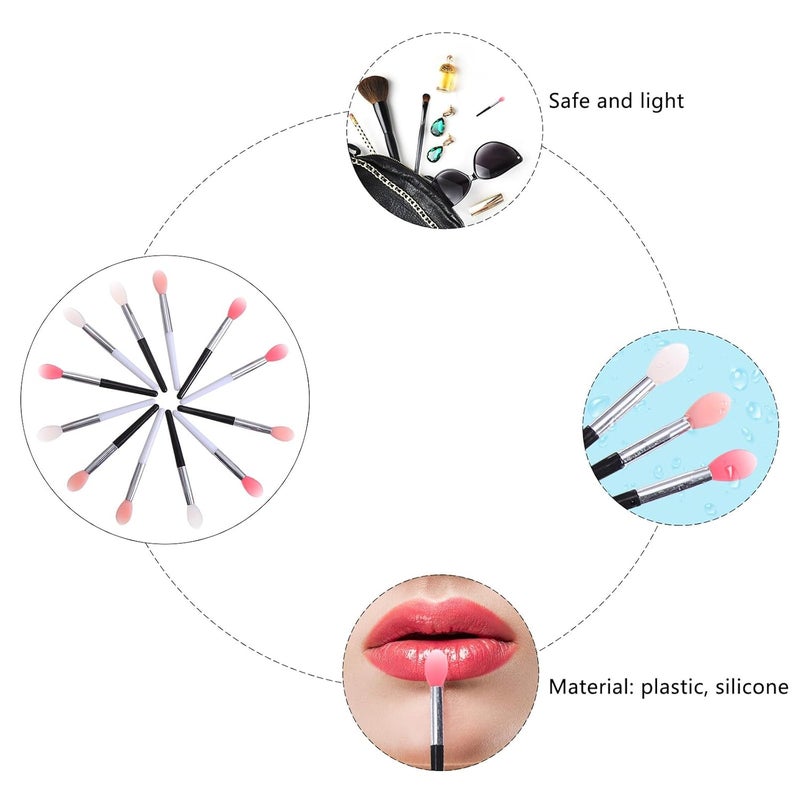12pcs Silicone Lip Brush Set 6cm Cosmetic Lipstick Applicator for Lip Mask Makeup Multi-color Travel Makeup Tool for Precise Care and Application Random Color - Image 3