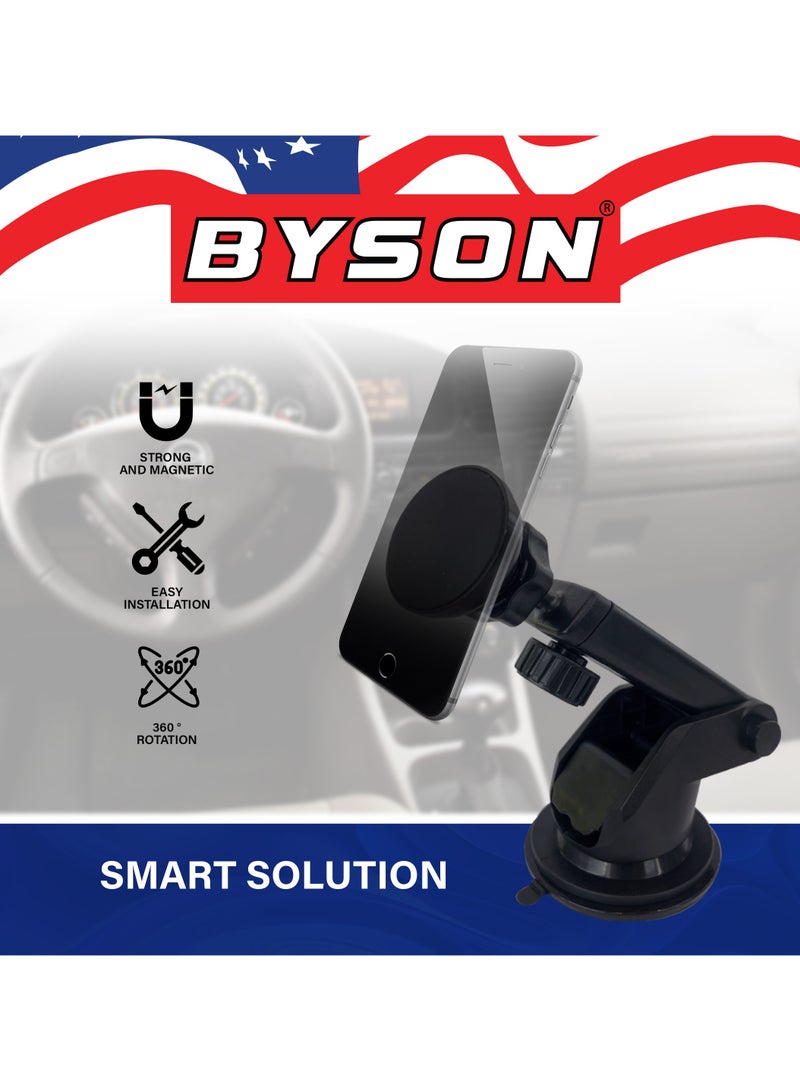 BYSON Magnetic Bracket Holder Round Type - 360° Rotating Phone Mount with Strong Magnetic Grip - Compact, Stylish, Easy to Install, Hands Free Stand for Home, Office & Car Use - Image 4