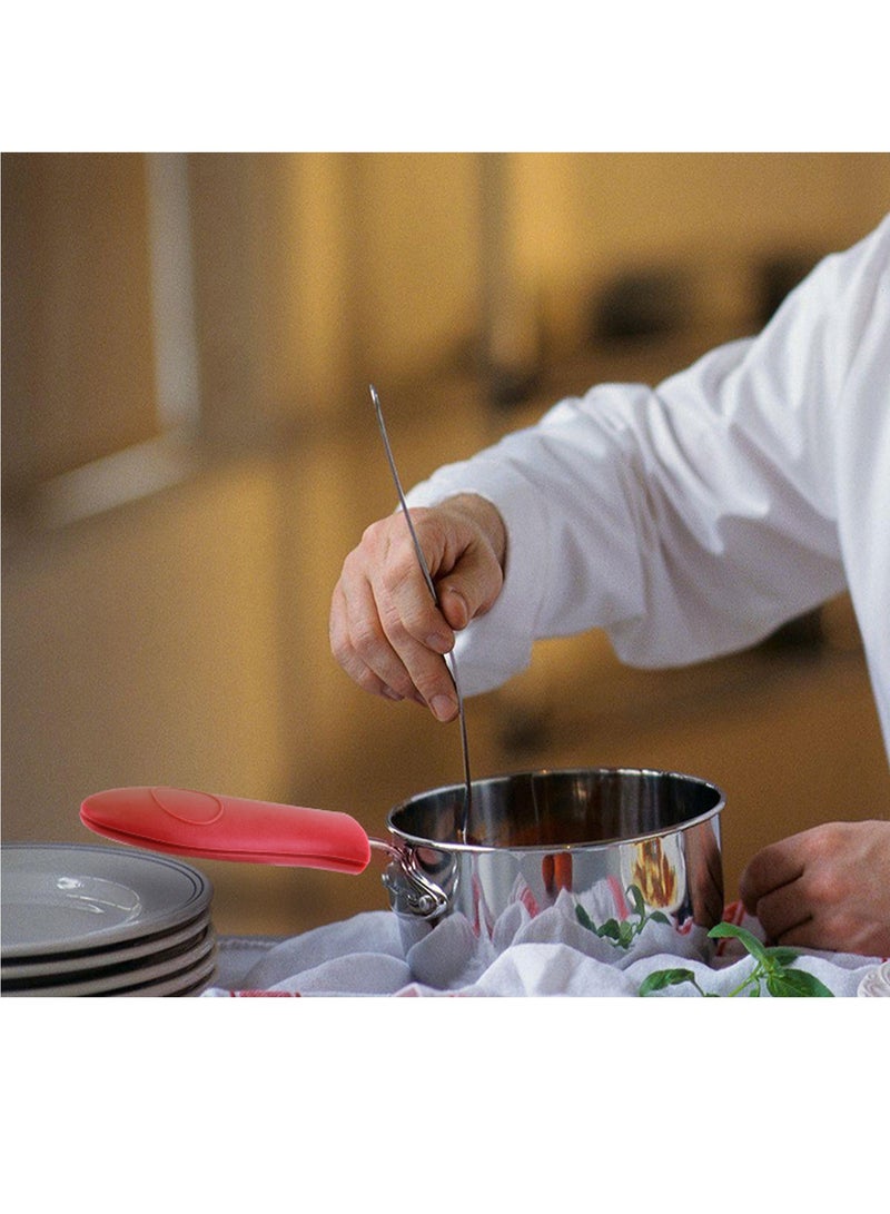 2Pcs Non-Slip Silicone Hot Handle Holder Pot Iron Grip Sleeve Cover for Kitchen Home, Red  - Image 3