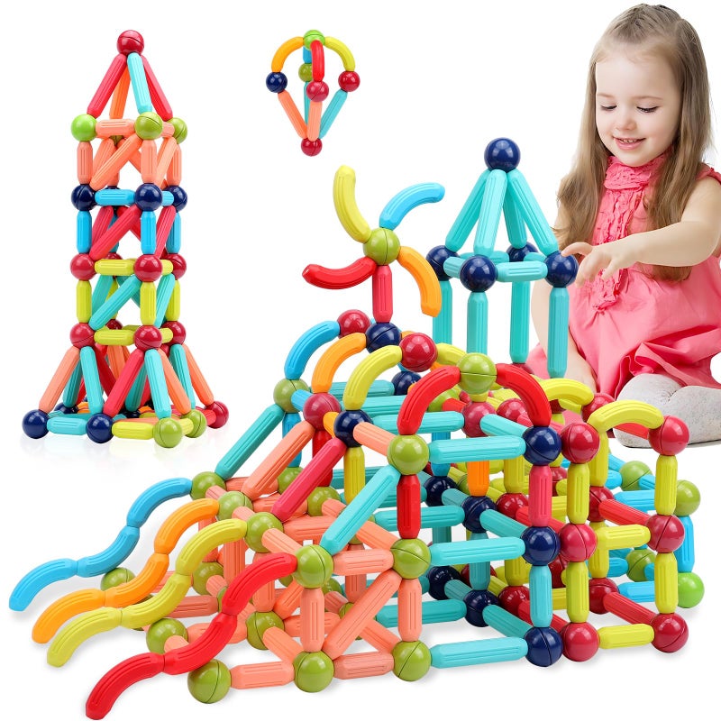 COUOMOXA Magnetic Building Blocks for Toddlers: STEM Educational Toys for 3 4 5+ Years Old Kids - Magnetic Stick Montessori Game for Family for Boys Girls 3-5 - Image 1