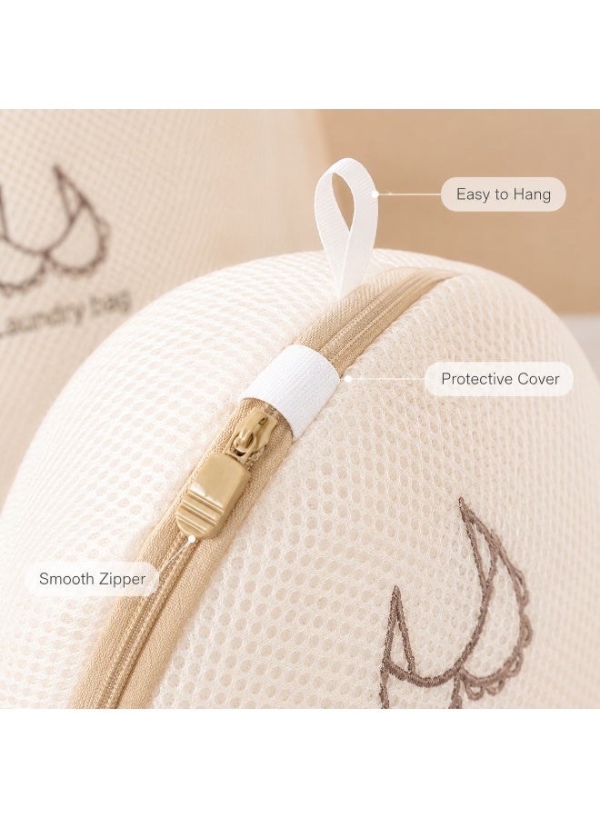 7 Pcs Mesh Laundry Bags Set with Zipper, Beige Washing Machine Laundry Bags for Clothes, Underwear, Socks, Delicates, Home & Travel Use - Image 2