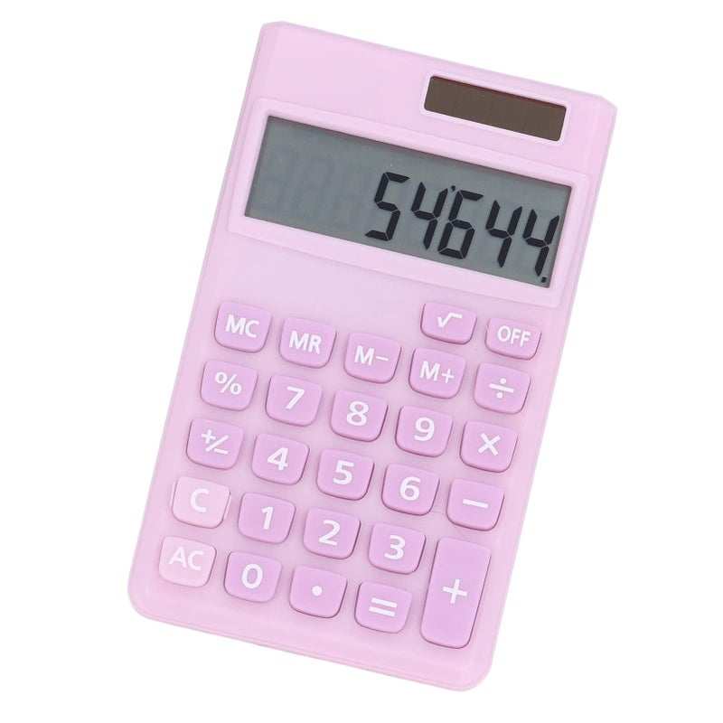 AYNEFY 8 Digit Calculator Solar Battery Dual Power Handheld Pocket Calculator Large LCD Display Sensitive Buttons Business Office School Home Pale Pinkish Purple - Image 4