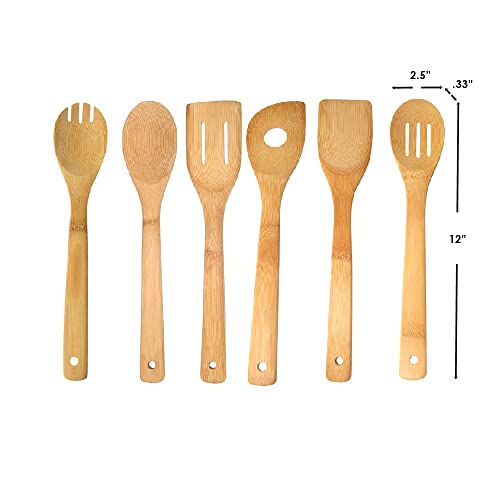 Home Basics 6 Piece Bamboo Kitchen Cutlery Tool Set - Image 4