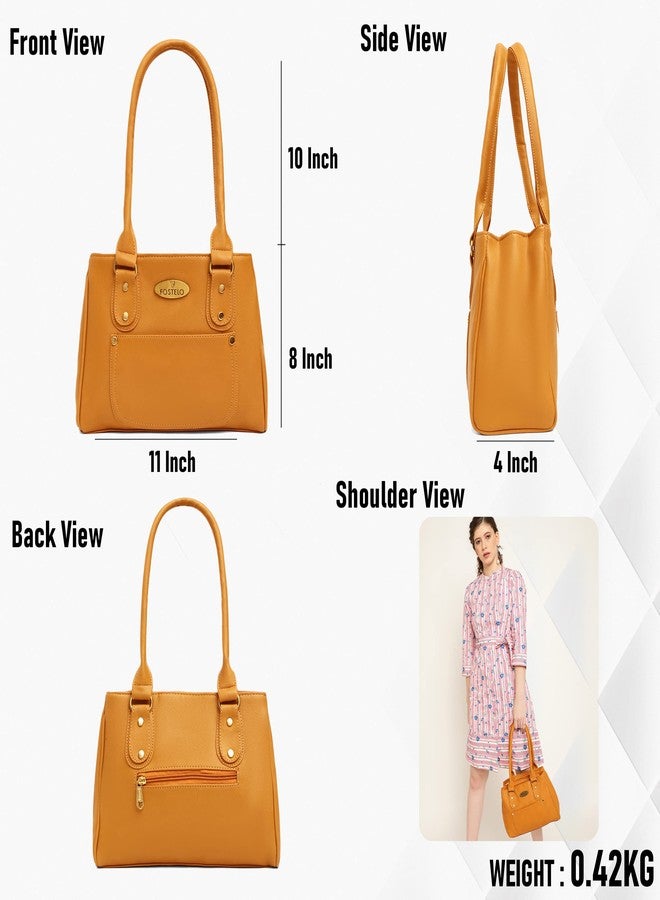 Fostelo Women's River Satchel Tote Handbag for Women | Tote Bag for Work | Ladies Purse | Stylish Shoulder Bag | Gift For Women | Orange - Image 3
