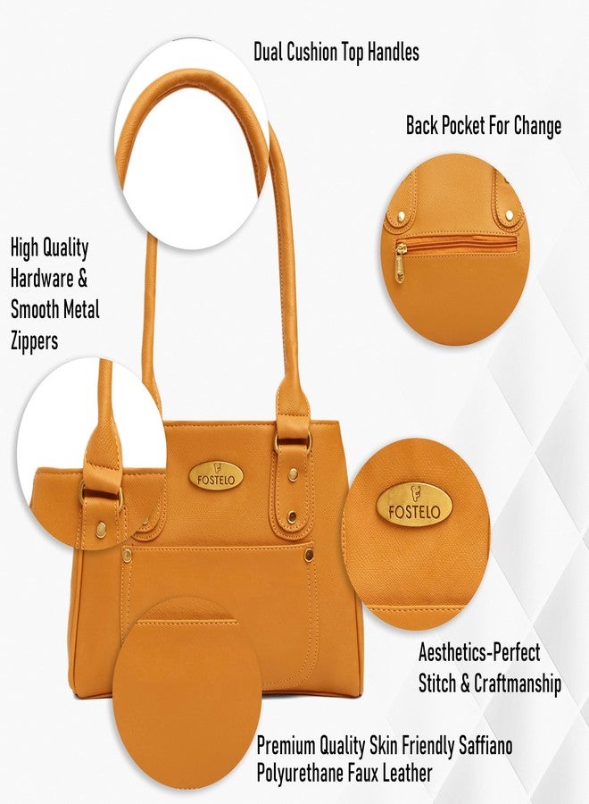 Fostelo Women's River Satchel Tote Handbag for Women | Tote Bag for Work | Ladies Purse | Stylish Shoulder Bag | Gift For Women | Orange - Image 2