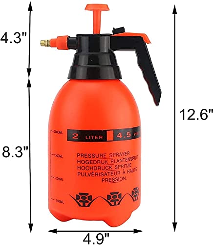 Gnexin Garden Pump Pressure Sprayer Lawn Sprinkler Water Mister Spray Bottle for Herbicides, Pesticides, Fertilizers, Plants Flowers 2 Litter Capacity -Spray Bottle Plant Water (Multicolour) - Image 2