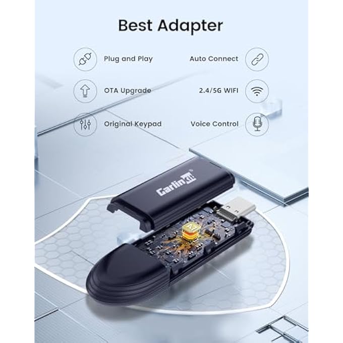CARLINKIT MINI SE PRO WIRELESS ADAPTER FOR OEM WIRED CARPLAY & OEM WIRED ANDROID AUTO, COMPATIBLE WITH IOS 10 & ANDROID 10 AND ABOVE, FAST CONNECTION, NO LATENCY - DEEP BLUE - Image 3