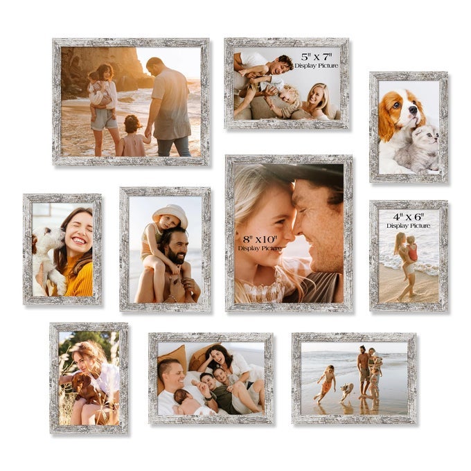 Collage Picture Frames Wall Decor 10 Pack Gallery Wall Rustic Picture Frame Set for Wall or Tabletop Display Multi Sizes with Two 8x10 Four 5x7 and Four 4x6 Photo Frames