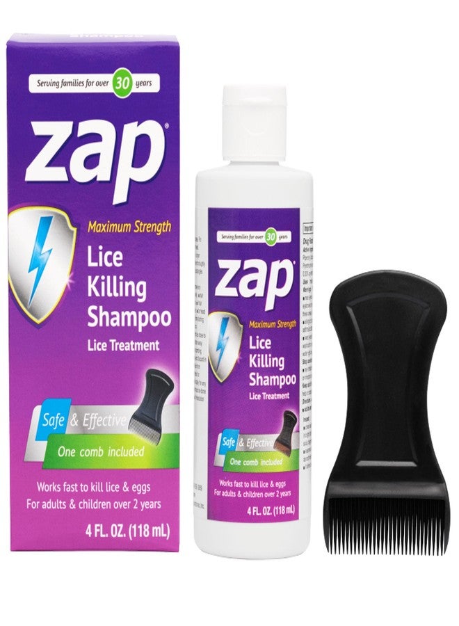 Zap Lice Shampoo Extra Strength - Lice Kit Comb Included 4 FL OZ. - Image 1