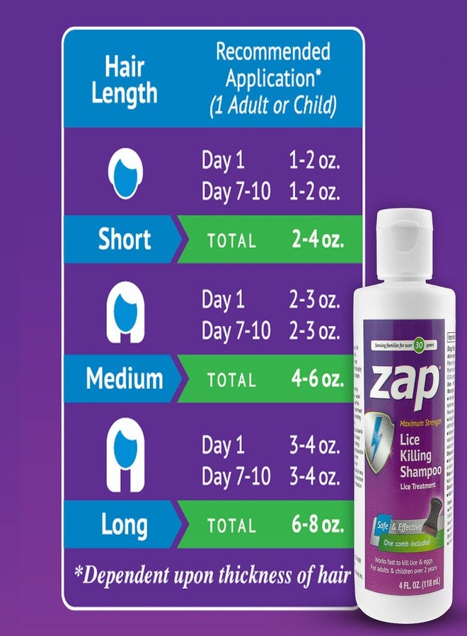 Zap Lice Shampoo Extra Strength - Lice Kit Comb Included 4 FL OZ. - Image 4