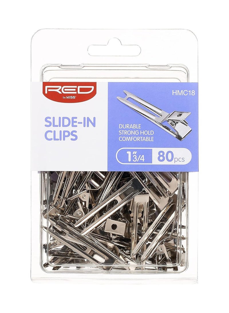 Red by Kiss RED by Kiss 80pcs 1.75" Slide-In Hair Clips, Durable Metal Curl Setting Clips for Hairdressing, Sectioning & Retwisting, Rust-Free Hair Pins for Dreads, Dreadlocks, & Twist Styles - Image 1