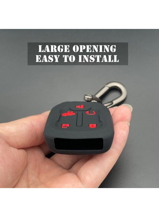 TANDRIVE 2PCS Silicone Smart Key Fob Cover for 2022 2021 2020 2019 GMC Sierra and Chevy Silverado 1500 2500HD 3500HD, Remote Protector Case(5-Button,Black and Black) - Image 4