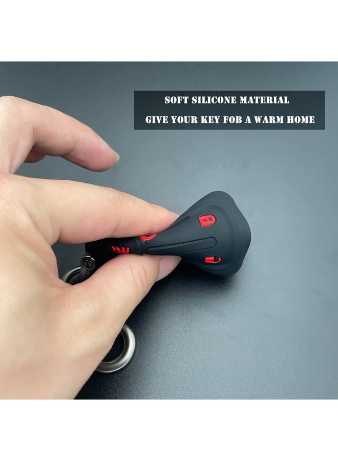 TANDRIVE 2PCS Silicone Smart Key Fob Cover for 2022 2021 2020 2019 GMC Sierra and Chevy Silverado 1500 2500HD 3500HD, Remote Protector Case(5-Button,Black and Black) - Image 5