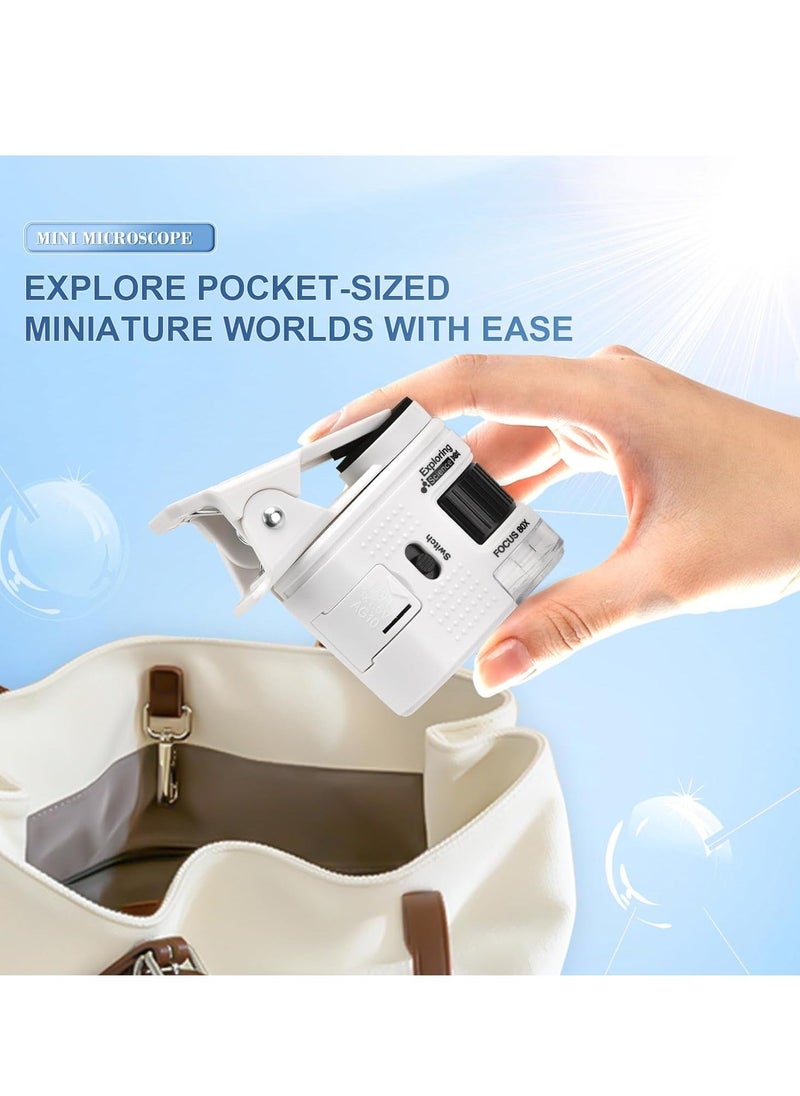 Generic - Pocket Microscope for Kids, 80x Zoom LED Lighted Portable Handheld Microscope, for Student Science Lab, STEM Educational & Exploring - Image 1