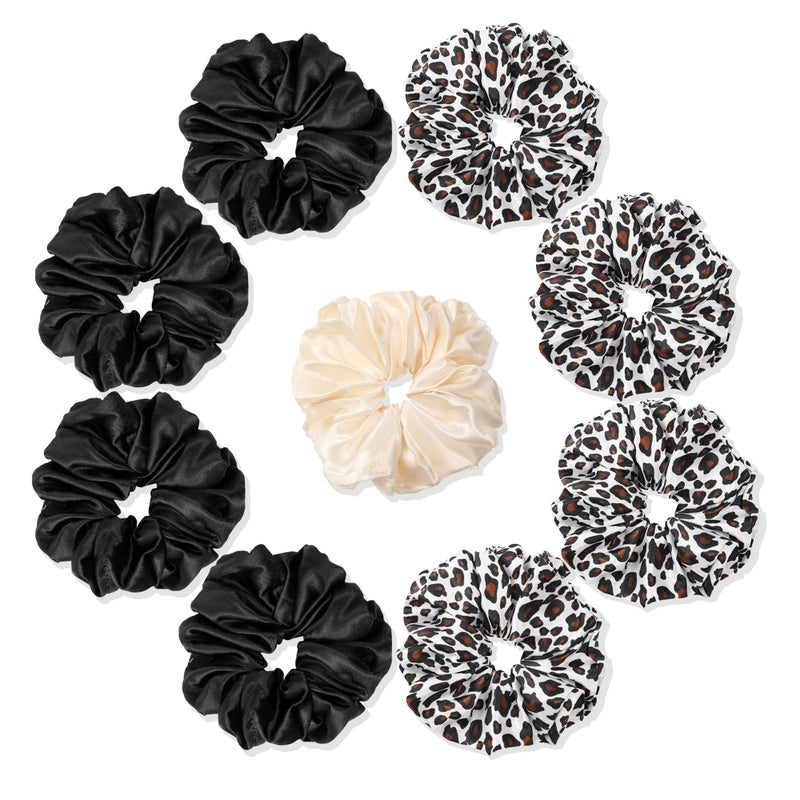Scrunchies Hair Ties Silk Satin Scrunchy  Hair Elastics Bands Ponytail Holder Pack of Neutral Scrubchy Hair Accessories for Women Girls