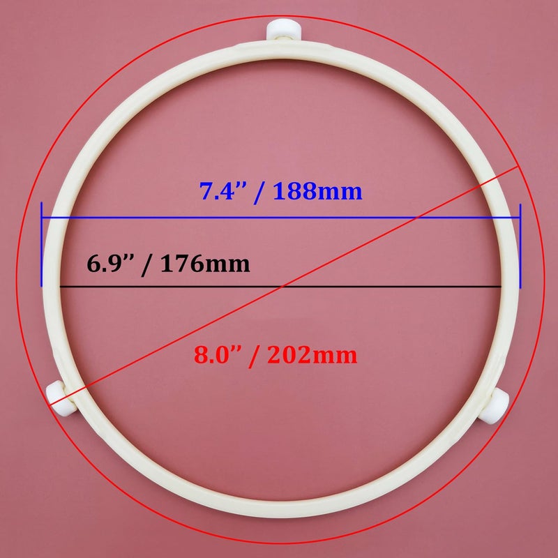 IMSurQltyPrise Microwave Glass Turntable Plate Roller Support Rotating Ring, Inner Diamater 6.9" / 176mm, Outer Diamater 7.4" / 188mm - 2 Pcs - Image 2
