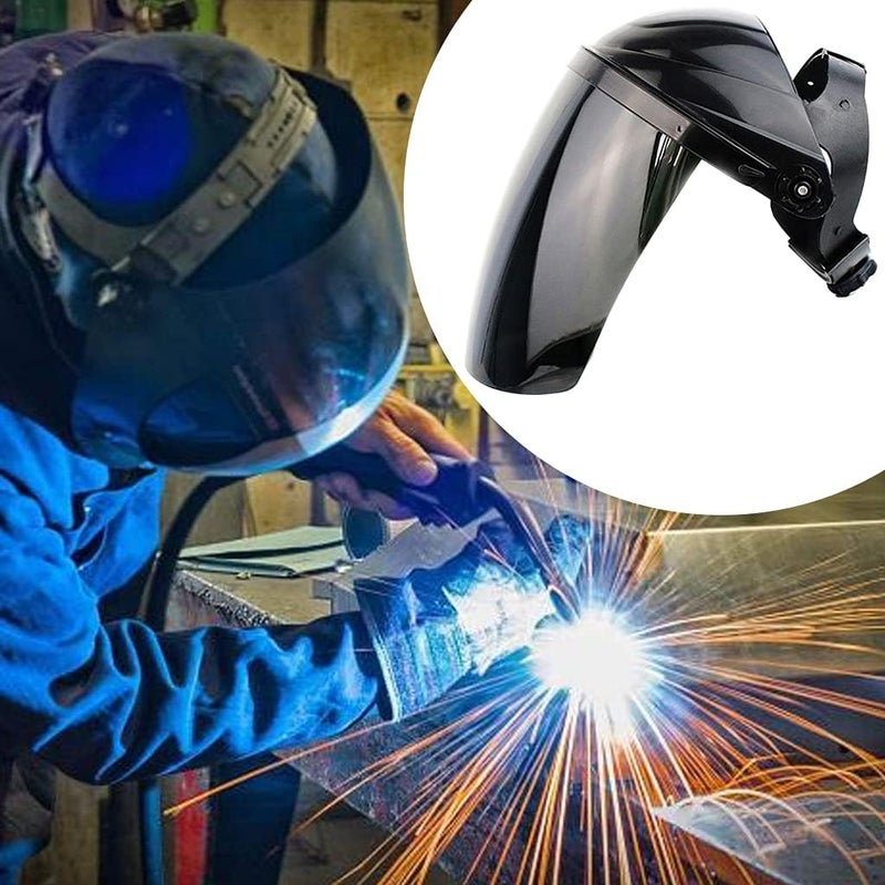 klarako Anti Fog Full Head-Mounted Safety Clear Glasses Visor Safety Work Welding Grinding Helmet Cover Headgear, Black - Image 2