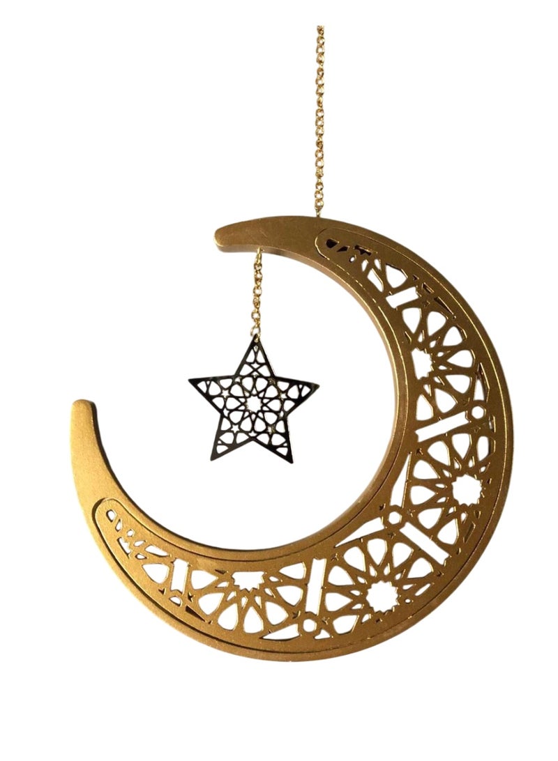 جيويل هلال رمضاني معدني ذهبي اللون، يُعلق على الباب أو الحائط - Image 3