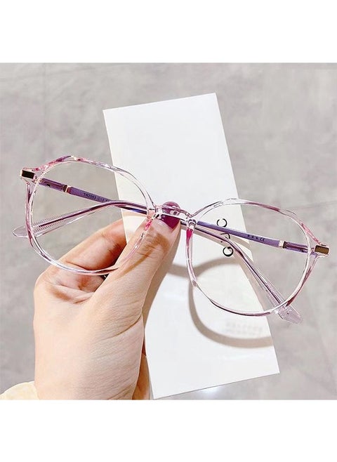 Blue Light Blocking Glasses Women/Men, Round Fashion Retro Frame, Glasses Frame Korean Version Flat Mirror, Anti Eyestrain UV Glare（#Purple)