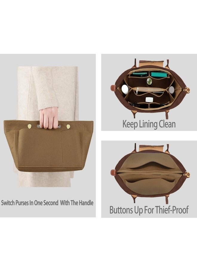 ETTP Purse Organizer Insert for Tote, Handbag Organizer Compatible with Shoulder Bag Large/Small, LE PLIAGE Top Handle Small/Medium (Lighting Coffee, Large) - Image 5