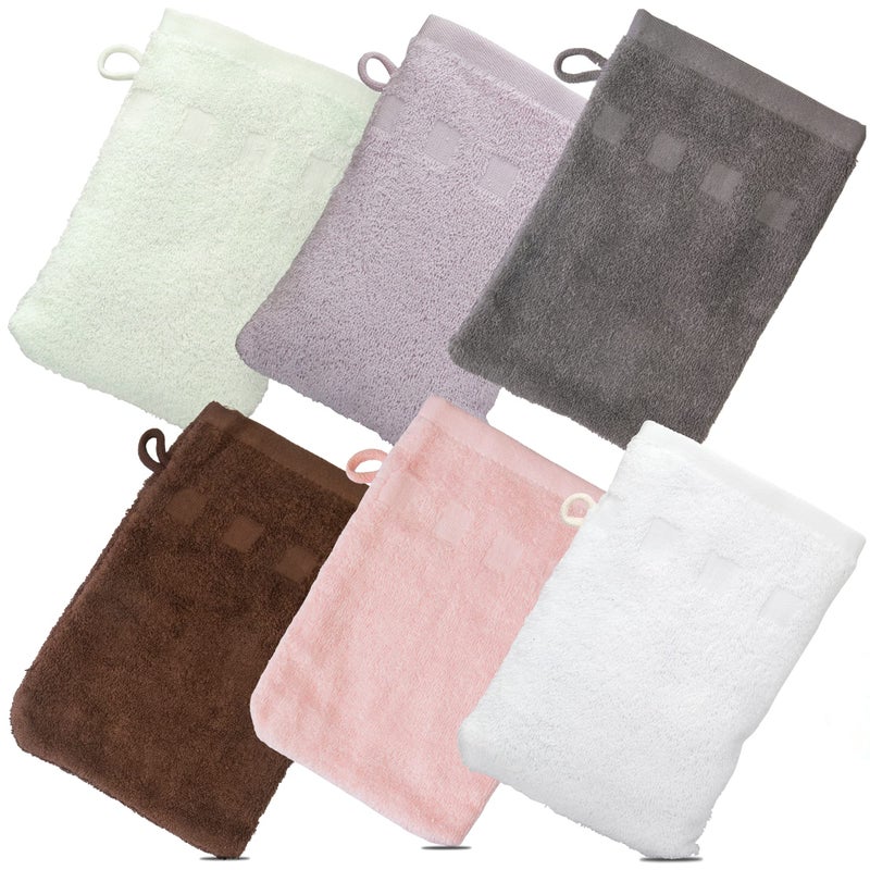 Made Easy Kit Bath Mitts - Pack of 6 - (6" x 9") European Style Washcloth with Loop (Variety, 6 x 9 inches) - Image 1