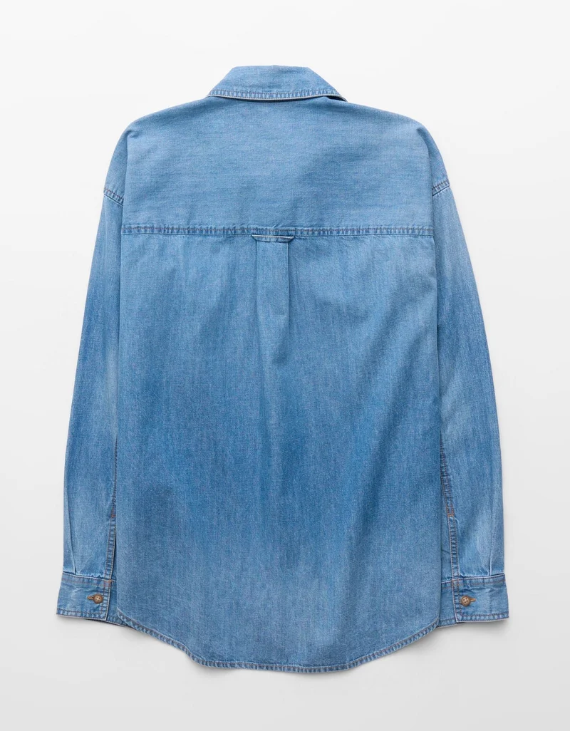 American Eagle  AE Oversized Chambray Button-Up Shirt for Women | Best Price UAE