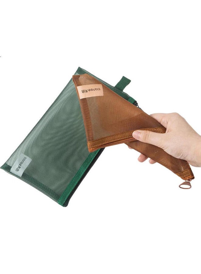 Tianse Transparent Mesh Pen Pouch Exam Special Stationery Bag Stationery Box High Appearance Value Large Capacity Primary School Students Junior High School Ts-255 Jordan Red - Image 2