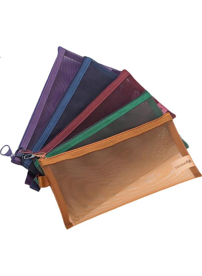 Tianse Transparent Mesh Pen Pouch Exam Special Stationery Bag Stationery Box High Appearance Value Large Capacity Primary School Students Junior High School Ts-255 Jordan Red - Image 1