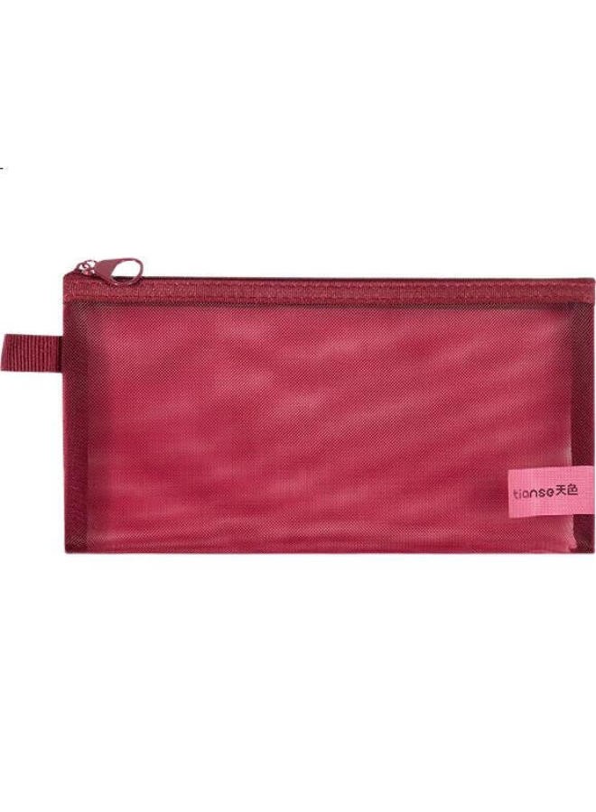 Tianse Transparent Mesh Pen Pouch Exam Special Stationery Bag Stationery Box High Appearance Value Large Capacity Primary School Students Junior High School Ts-255 Jordan Red - Image 3