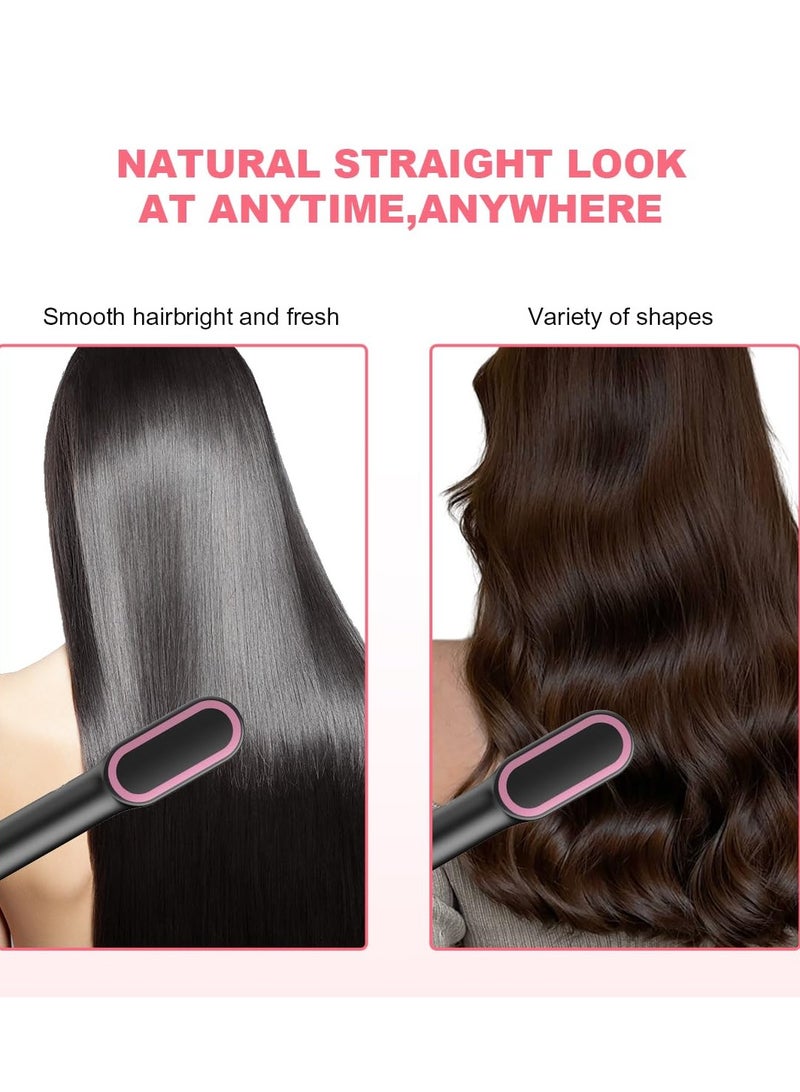 Hair Straightener Brush - Portable Hot Comb for Travel, Negative Ion Straightening Iron with Built-in Comb, 3 Temp Settings, Anti-Scald - Image 4