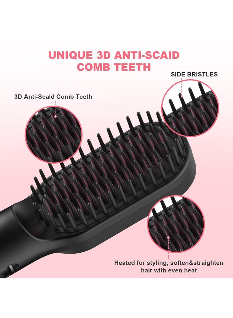 Hair Straightener Brush - Portable Hot Comb for Travel, Negative Ion Straightening Iron with Built-in Comb, 3 Temp Settings, Anti-Scald - Image 5