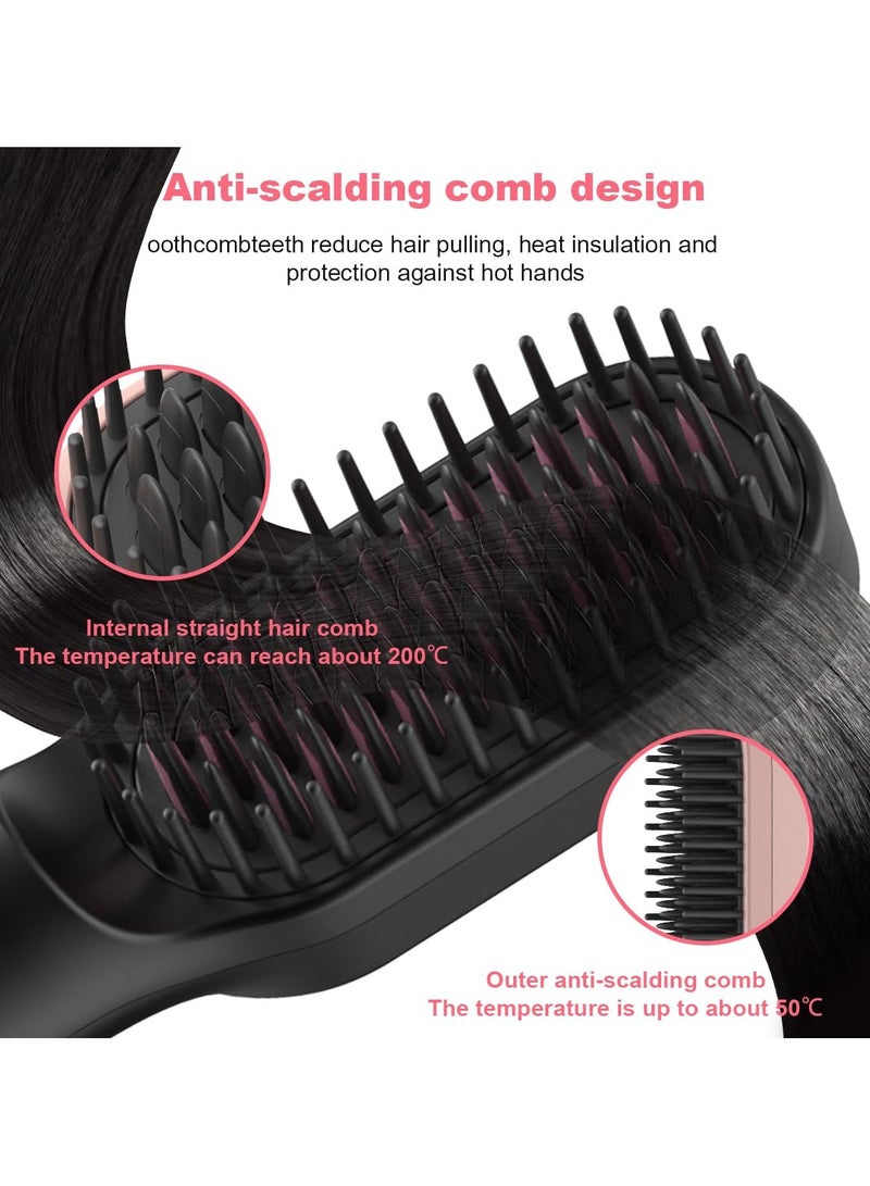 Hair Straightener Brush - Portable Hot Comb for Travel, Negative Ion Straightening Iron with Built-in Comb, 3 Temp Settings, Anti-Scald - Image 3