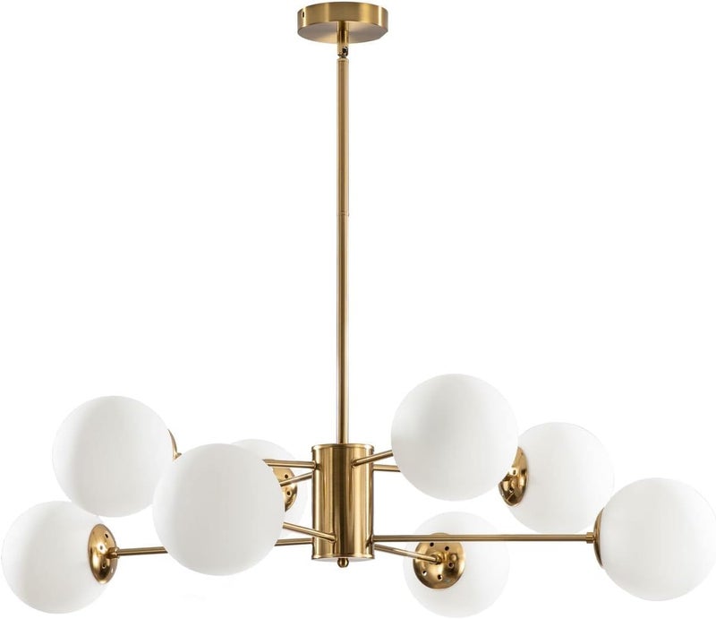 KCO Lighting 8-Light Glass Sputnik Chandelier Light Modern Gold Chandeliers Pendant Light Fixture Vintage Globe Ball Ceiling Flush Mount Light Fixture Kitchen Island - Image 1