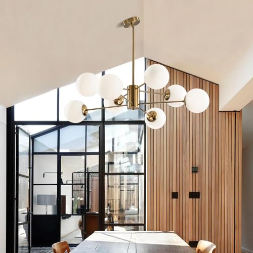 KCO Lighting 8-Light Glass Sputnik Chandelier Light Modern Gold Chandeliers Pendant Light Fixture Vintage Globe Ball Ceiling Flush Mount Light Fixture Kitchen Island - Image 4