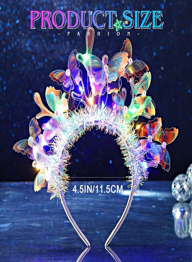JONKY Light Up Butterfly Headband Glowing Mermaid Hair Band Rave Costume Hair Accessories for Women - Image 3