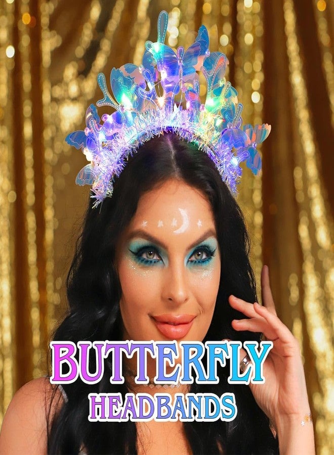 JONKY Light Up Butterfly Headband Glowing Mermaid Hair Band Rave Costume Hair Accessories for Women - Image 4