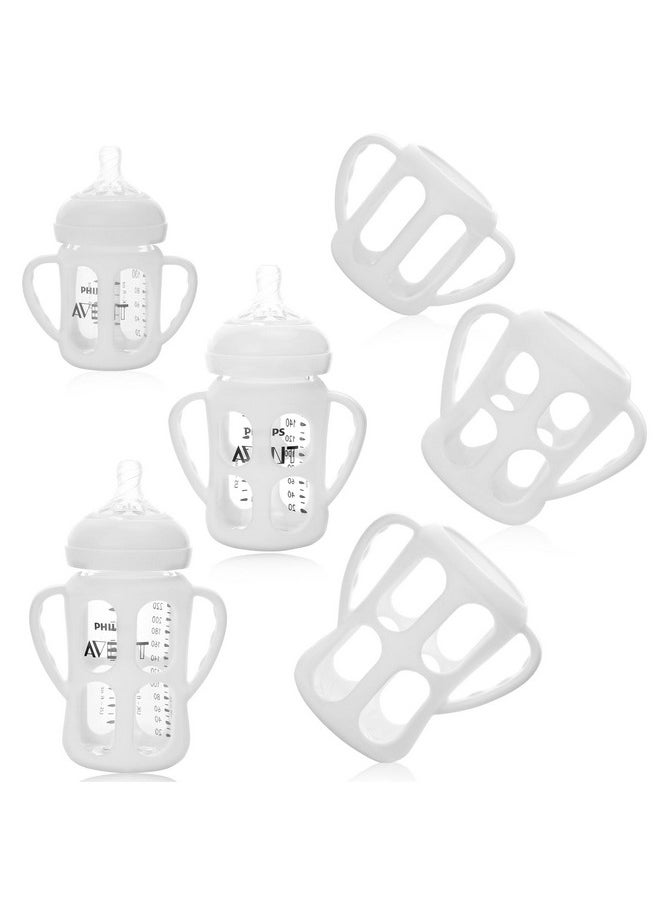 PalkSky Baby Bottle Holder For Philips Avent Anti Colic Bottles And Natural Baby Bottle 3 Pack (4Oz 8/9Oz 11Oz) Silicone Antifall Protective Case With Handle For Glass Bottle  - Image 1