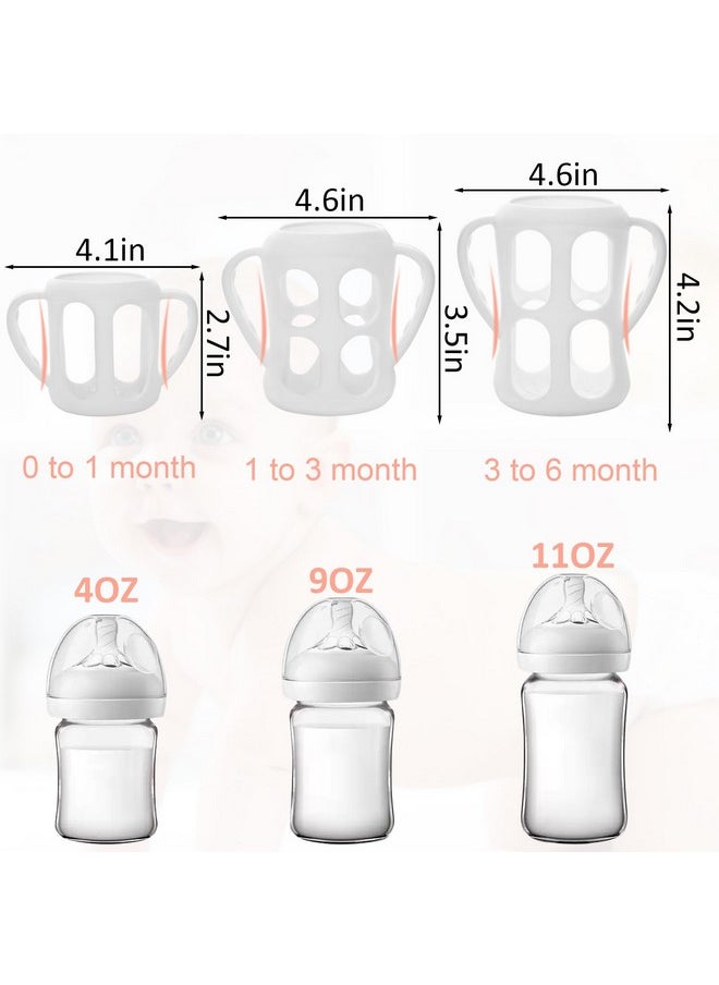 PalkSky Baby Bottle Holder For Philips Avent Anti Colic Bottles And Natural Baby Bottle 3 Pack (4Oz 8/9Oz 11Oz) Silicone Antifall Protective Case With Handle For Glass Bottle  - Image 2