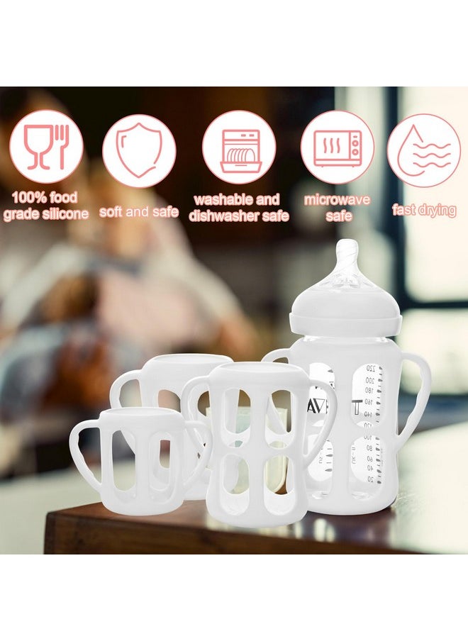 PalkSky Baby Bottle Holder For Philips Avent Anti Colic Bottles And Natural Baby Bottle 3 Pack (4Oz 8/9Oz 11Oz) Silicone Antifall Protective Case With Handle For Glass Bottle  - Image 4
