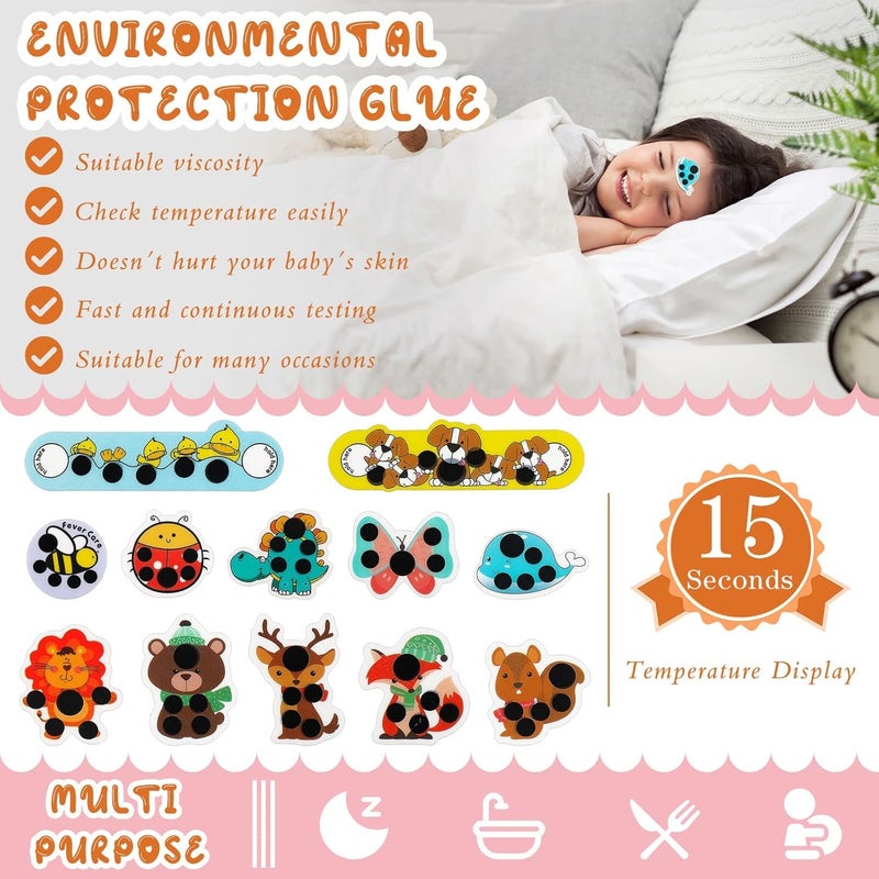 KASTWAVE Stick-on Fever Cartoon Stickers Forehead Fever Kids Cartoon Stickers Temperature Fever Patch for Kids Baby Adults Home Office Supplies (Cute Style) - Image 4