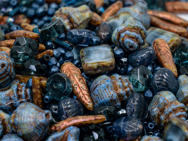 Bohemia Crystal Valley 2.1oz (60 g) Mix of Unique Czech Bohemia Glass Pressed Beads, Dark Blue, Table Cut, Matte and Glossy, Faceted Fire Polish, Hand Made Set Kit BCV - Image 5