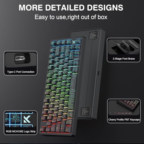 Cmokifuly x MCHOSE Jet75 Magnetic Keyboard,75% Wired Gaming Keyboard Hall Effect Switch,Rapid Trigger Mode,8K Hz Polling Rate,0.1ms Lantency,Rhythmic RGB Backlight (Topograhic Black, God Switch) - Image 4