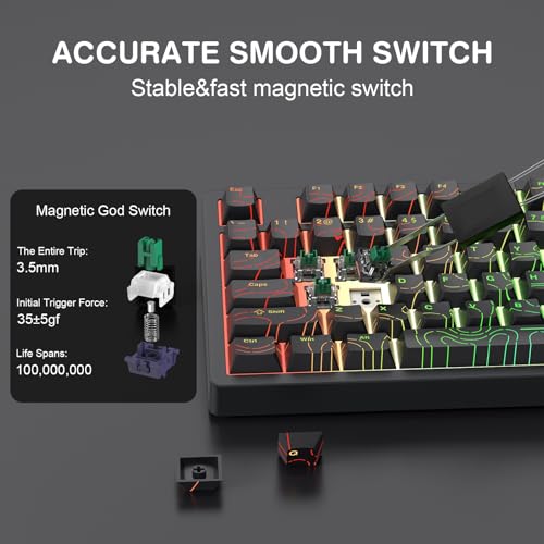 Cmokifuly x MCHOSE Jet75 Magnetic Keyboard,75% Wired Gaming Keyboard Hall Effect Switch,Rapid Trigger Mode,8K Hz Polling Rate,0.1ms Lantency,Rhythmic RGB Backlight (Topograhic Black, God Switch) - Image 3