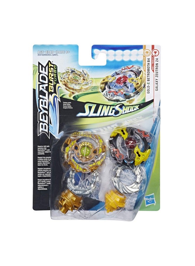 Beyblade Burst Turbo Slingshock Dual Pack Galaxy Zeutron Z4, Gold-X Betromoth B4 - Image 2