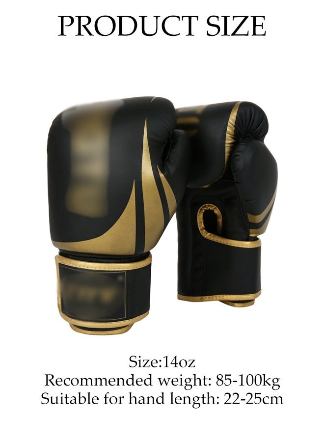 14OZ Boxing Gloves PU Leather, Muay Thai Kickboxing MMA Sparring Training, Professional Training Gloves, Padding, Punch Bags Speed Ball Focus Pads Workout Gloves - Image 2