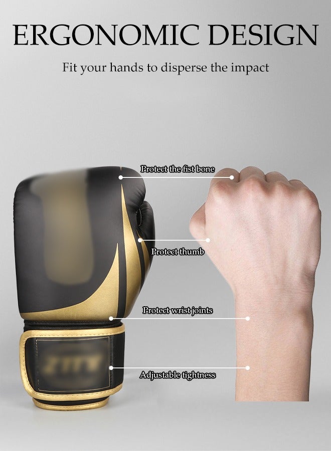 14OZ Boxing Gloves PU Leather, Muay Thai Kickboxing MMA Sparring Training, Professional Training Gloves, Padding, Punch Bags Speed Ball Focus Pads Workout Gloves - Image 5