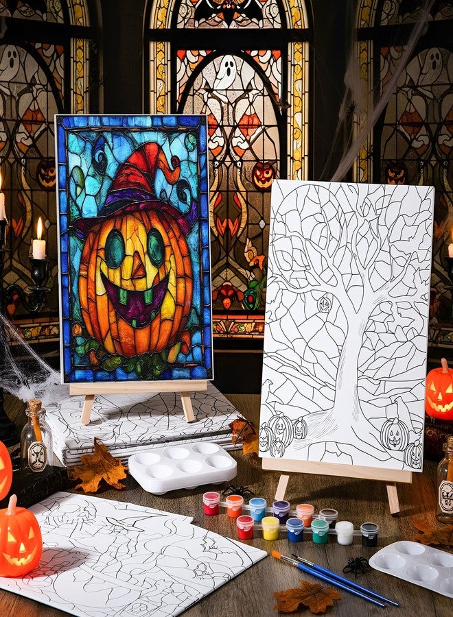 Zhanmai 12 Pack Pre Drawn Canvas for Painting Sip and Paint Kit 8" x 10" Paint Party Set Canvas Painting Pre Printed Canvases for Party Favor DIY Virtual Adult's Date Night(Vivid Ghost) - Image 4