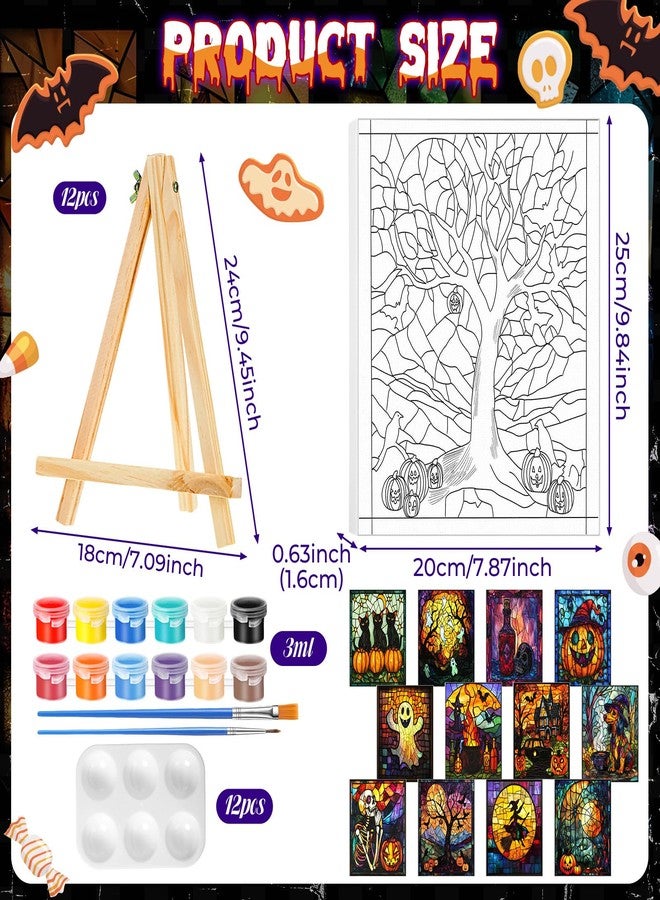 Zhanmai 12 Pack Pre Drawn Canvas for Painting Sip and Paint Kit 8" x 10" Paint Party Set Canvas Painting Pre Printed Canvases for Party Favor DIY Virtual Adult's Date Night(Vivid Ghost) - Image 2