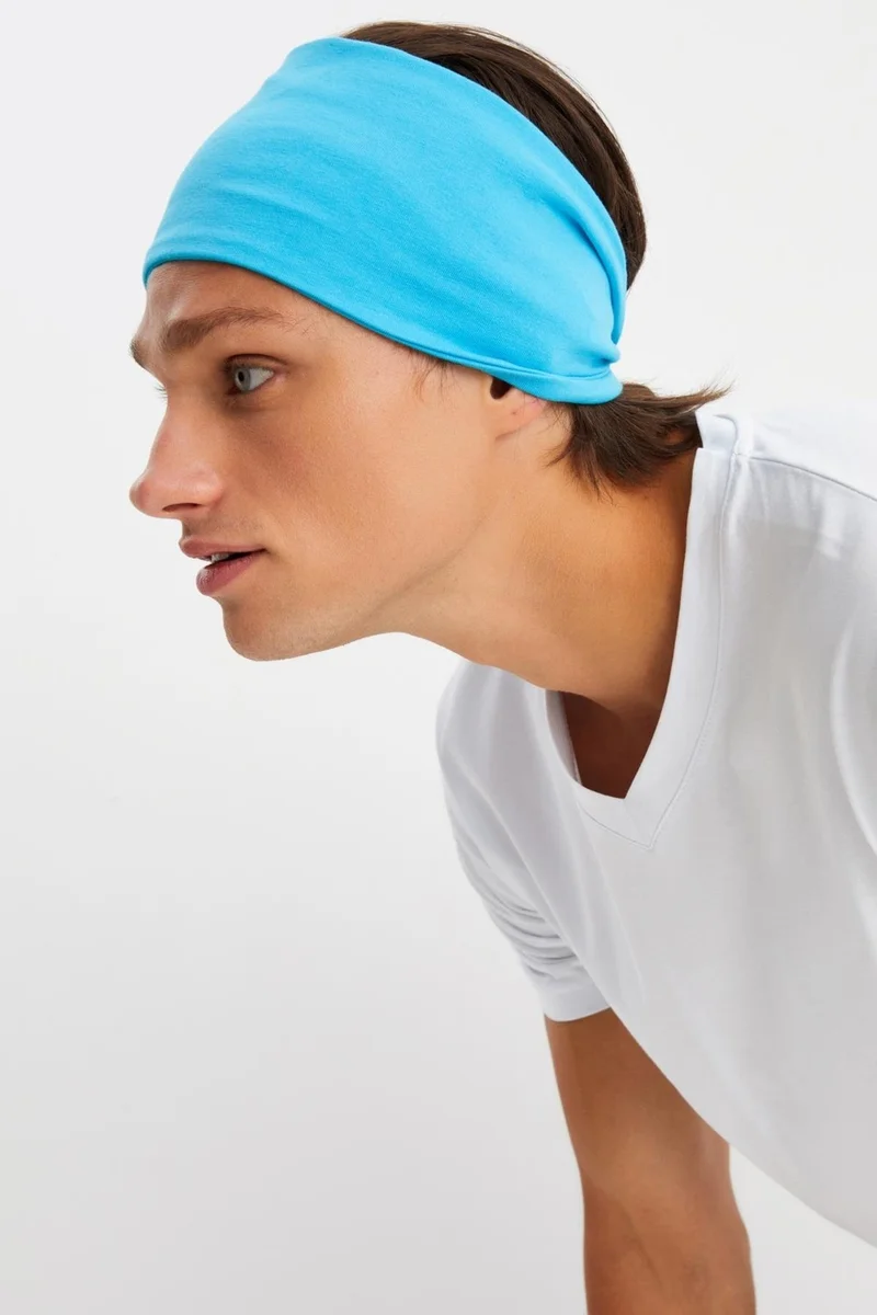 Butikgiz Aqua Men's Cotton Combed Comb, Non-Slip, Ultra Light, Sport Wide Headband Bandana Buff