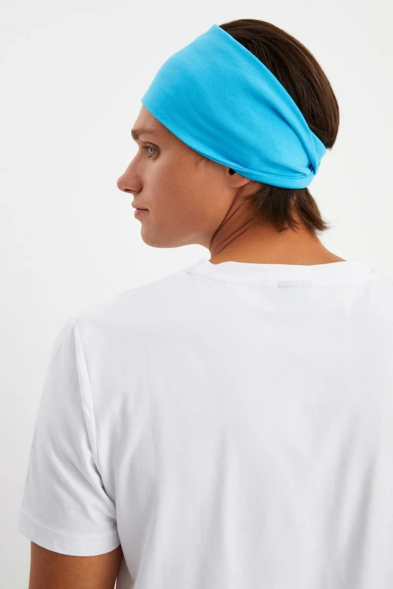 Butikgiz Aqua Men's Cotton Combed Comb, Non-Slip, Ultra Light, Sport Wide Headband Bandana Buff